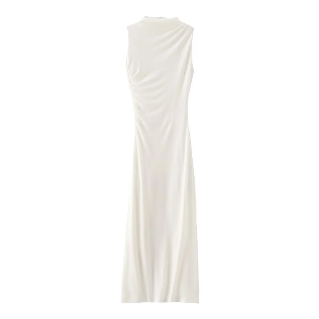 Mock Neck Ruched Maxi Dress