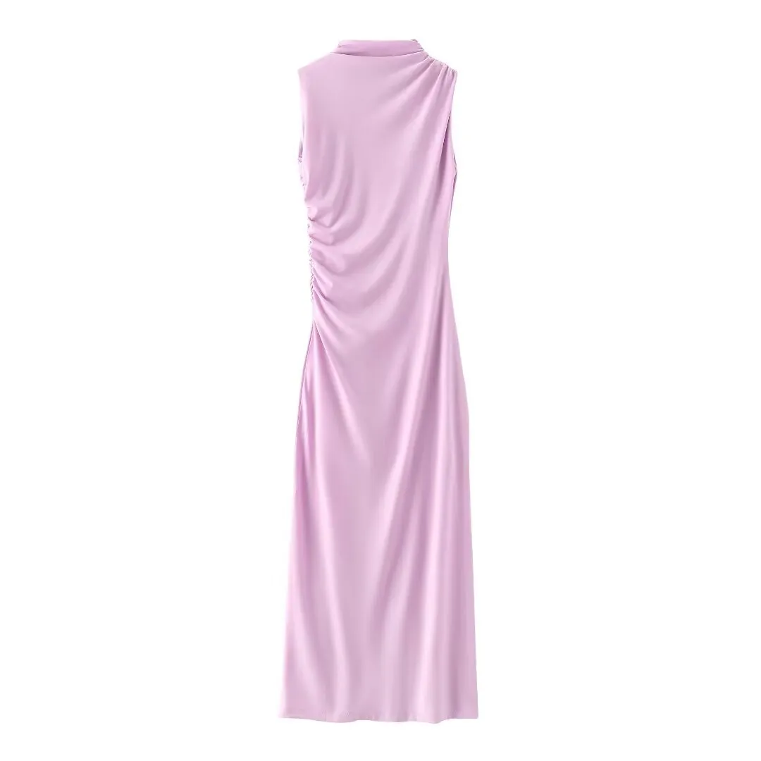 Mock Neck Ruched Maxi Dress