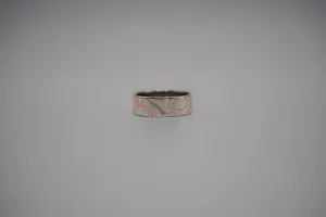 Mokume Gane Ring Band: Palladium White Gold, Rose Gold, and Silver, Medium Width