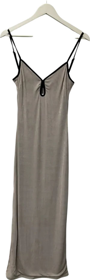 Motelrocks Beige Tahlia Maxi Dress In Champagne With Black Binding UK M