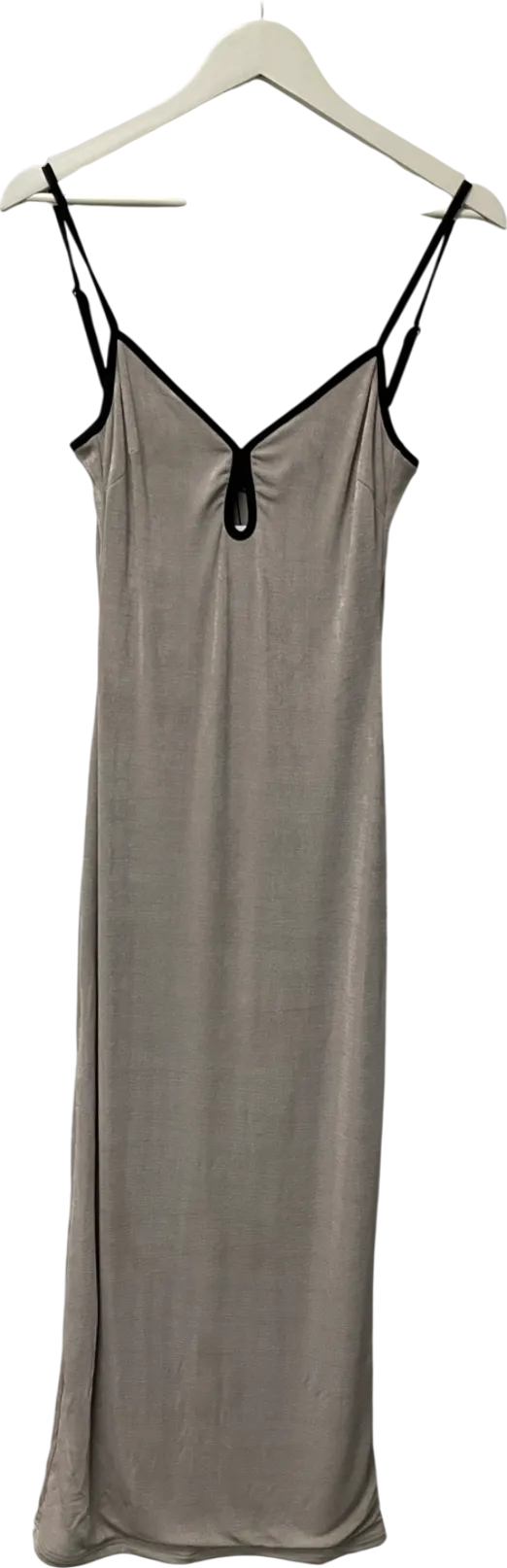 Motelrocks Beige Tahlia Maxi Dress In Champagne With Black Binding UK M