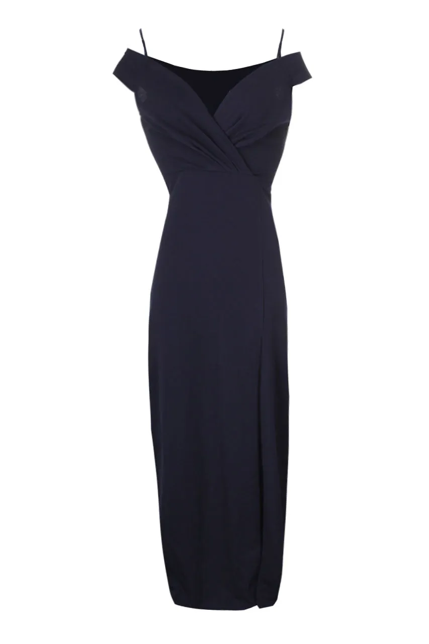 Navy Wrap Over Maxi Dress
