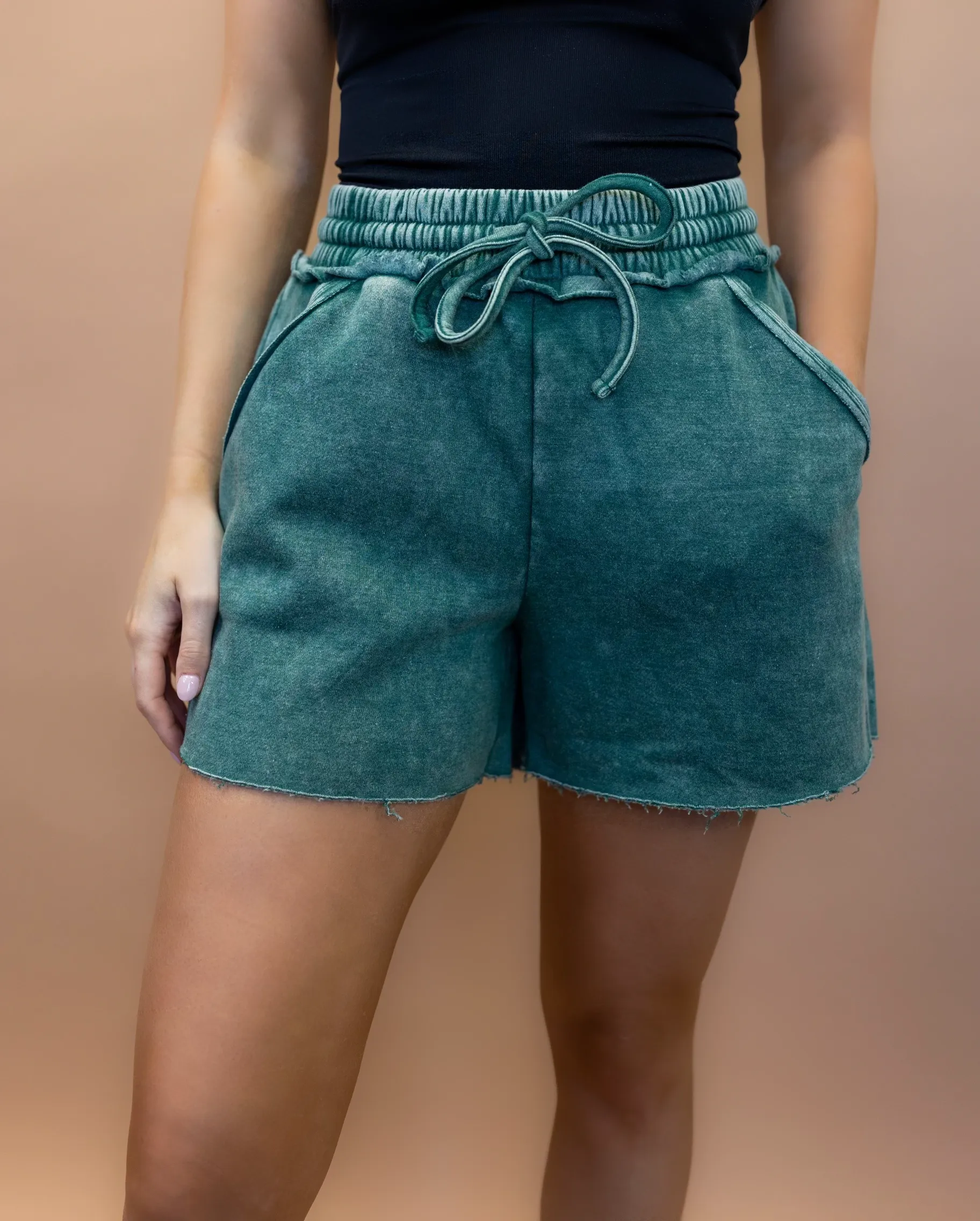 Nora Drawstring Shorts in DK Green