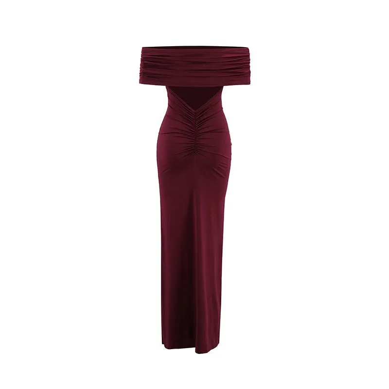 Off Shoulder Open Back Maxi Dress