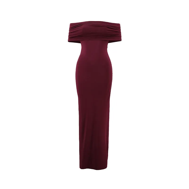 Off Shoulder Open Back Maxi Dress