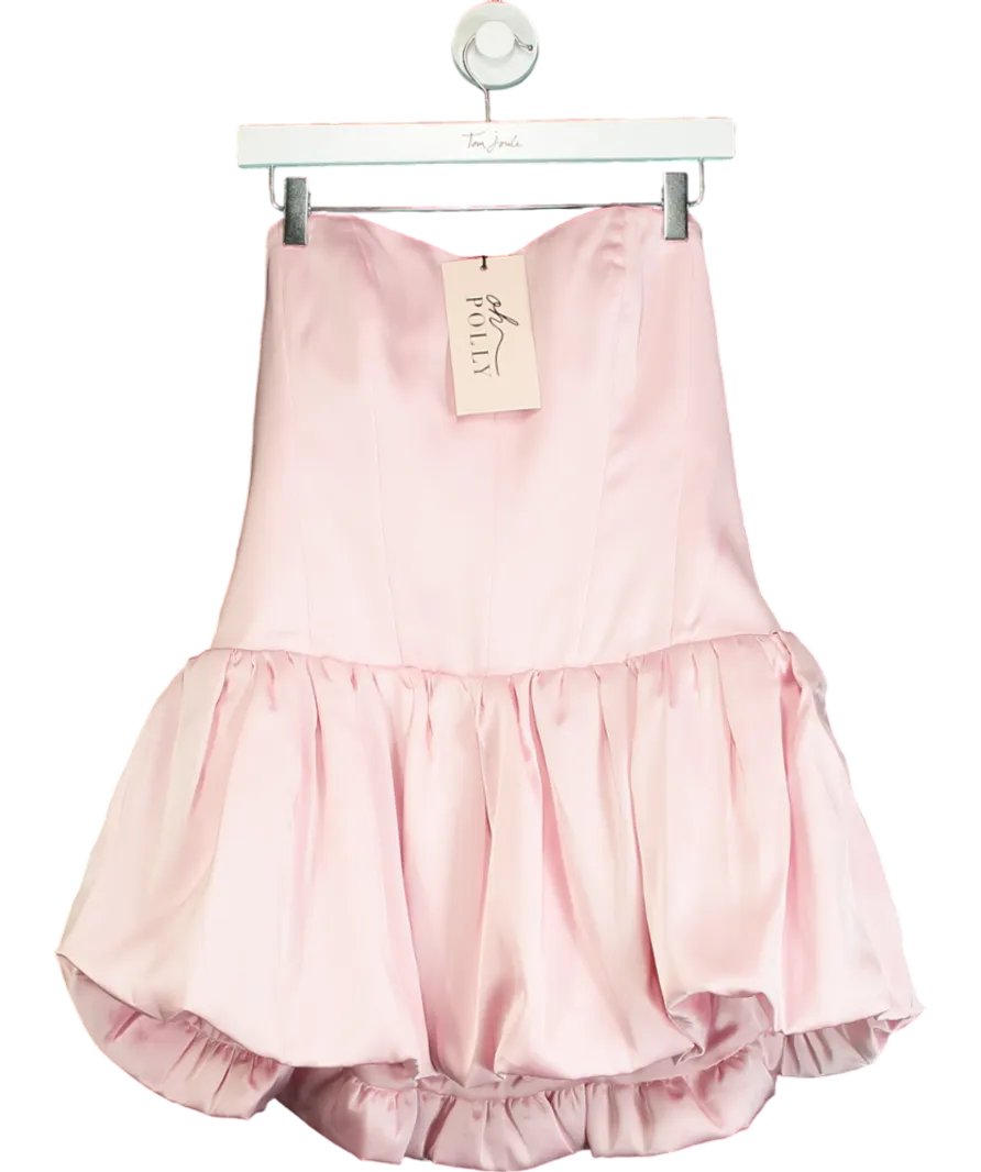 Oh Polly Pink Lace-up Bubble Hem Corset Mini Dress UK 14