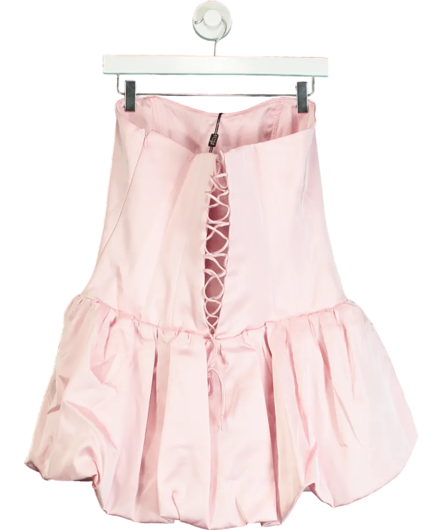 Oh Polly Pink Lace-up Bubble Hem Corset Mini Dress UK 14