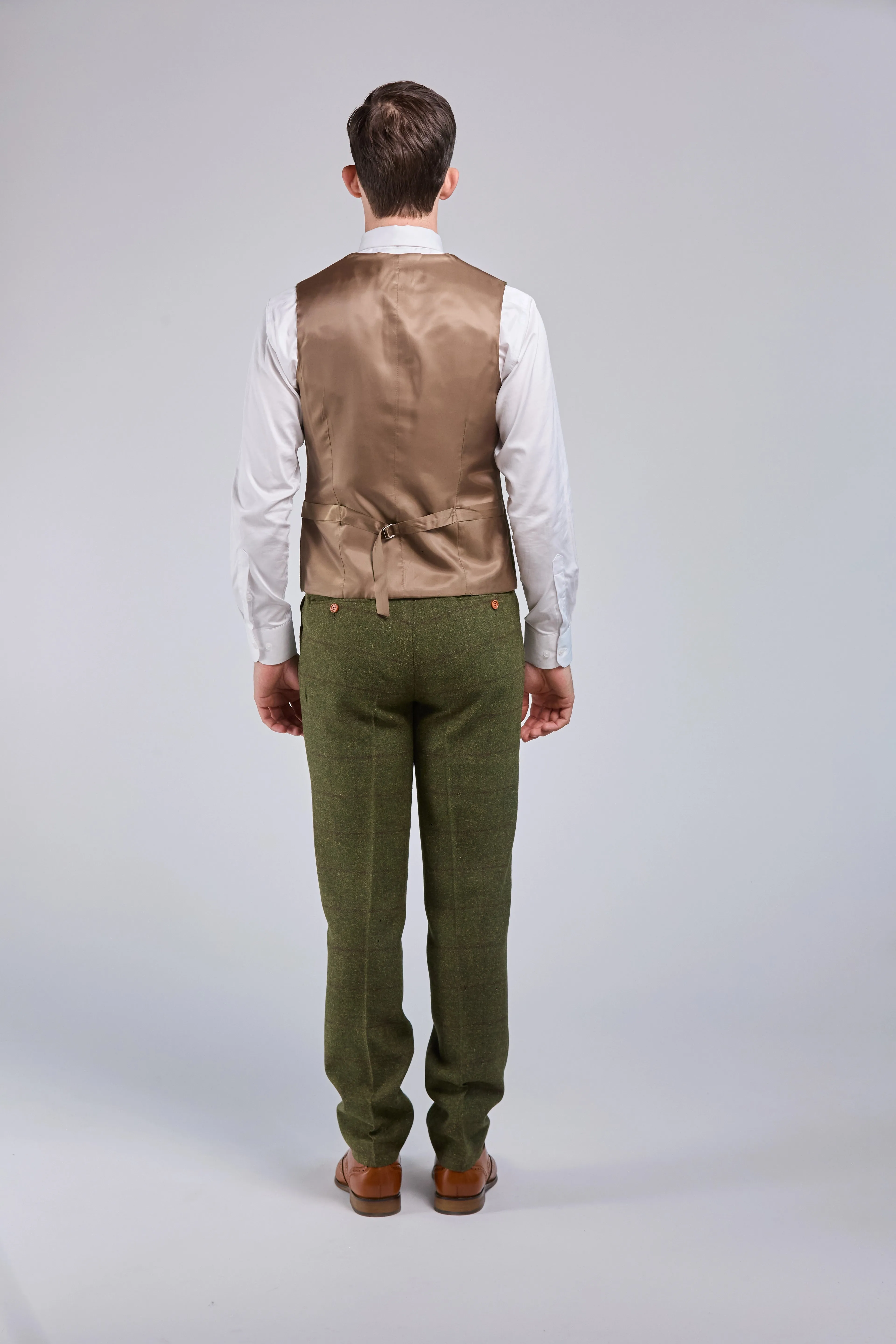 Olive Green Check Tweed 3 Piece Suit