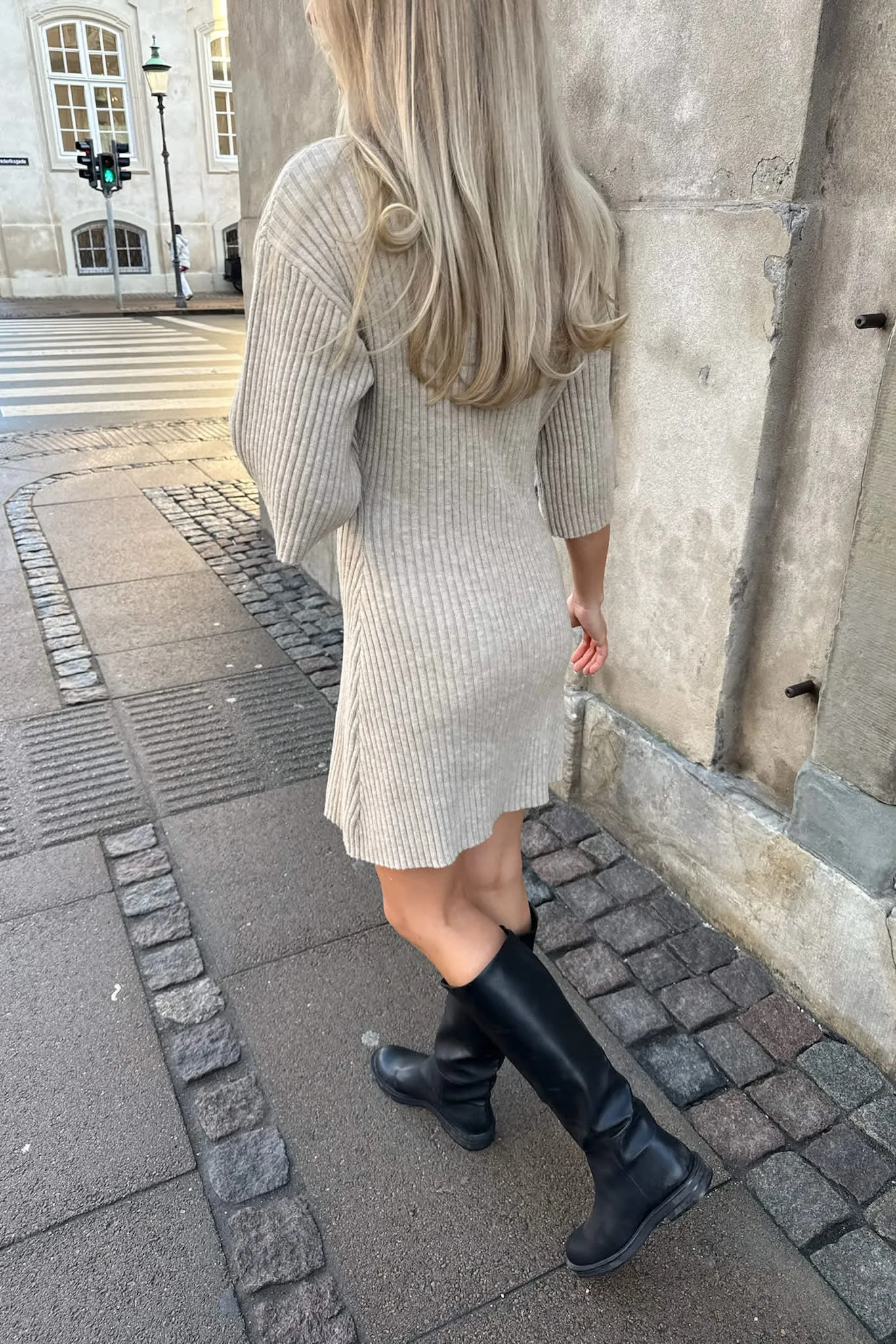 OliviaIC Strik Kjole - Beige