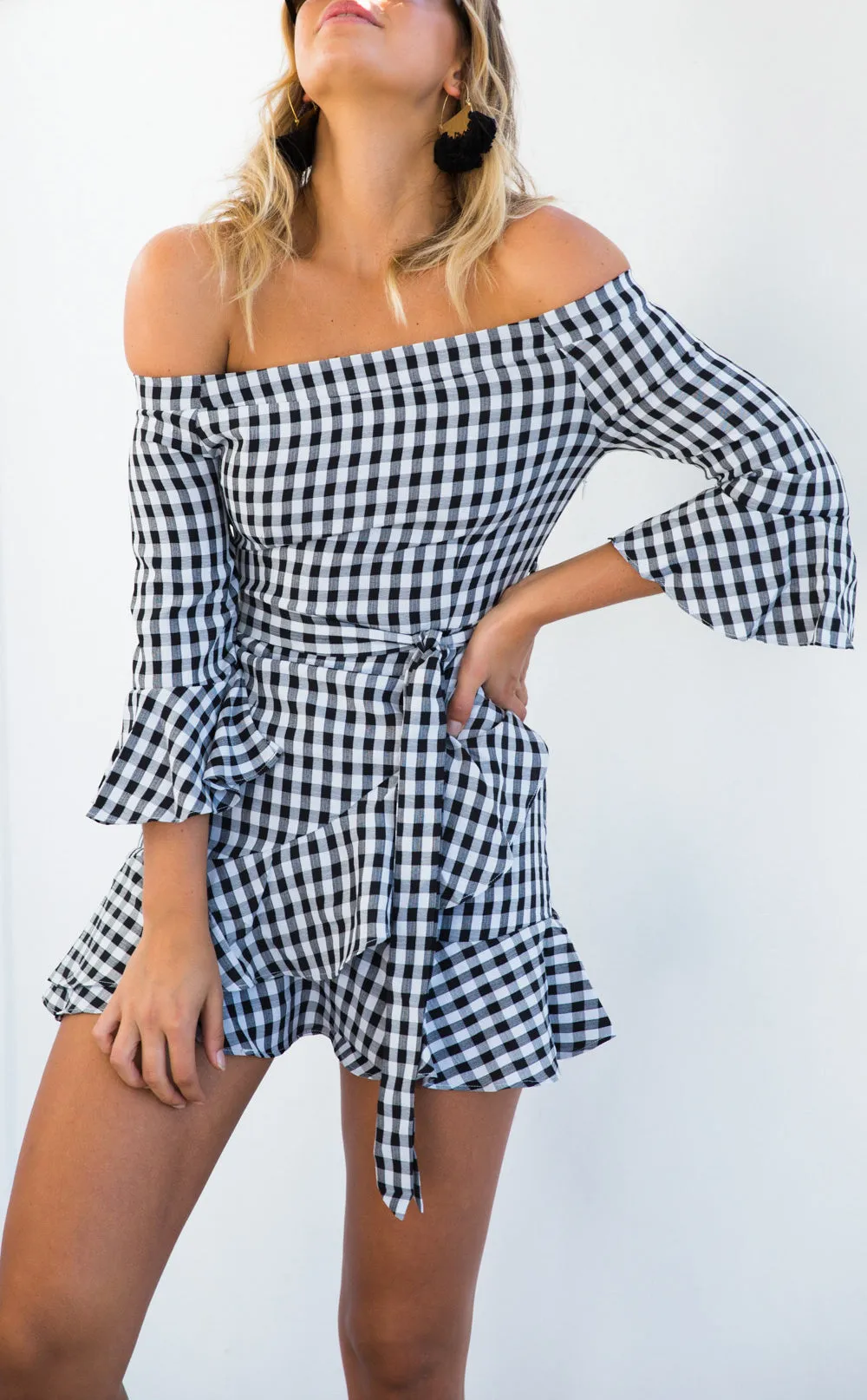 One-shoulder Lotus Leaf Sleeve Belt Irregular Dress