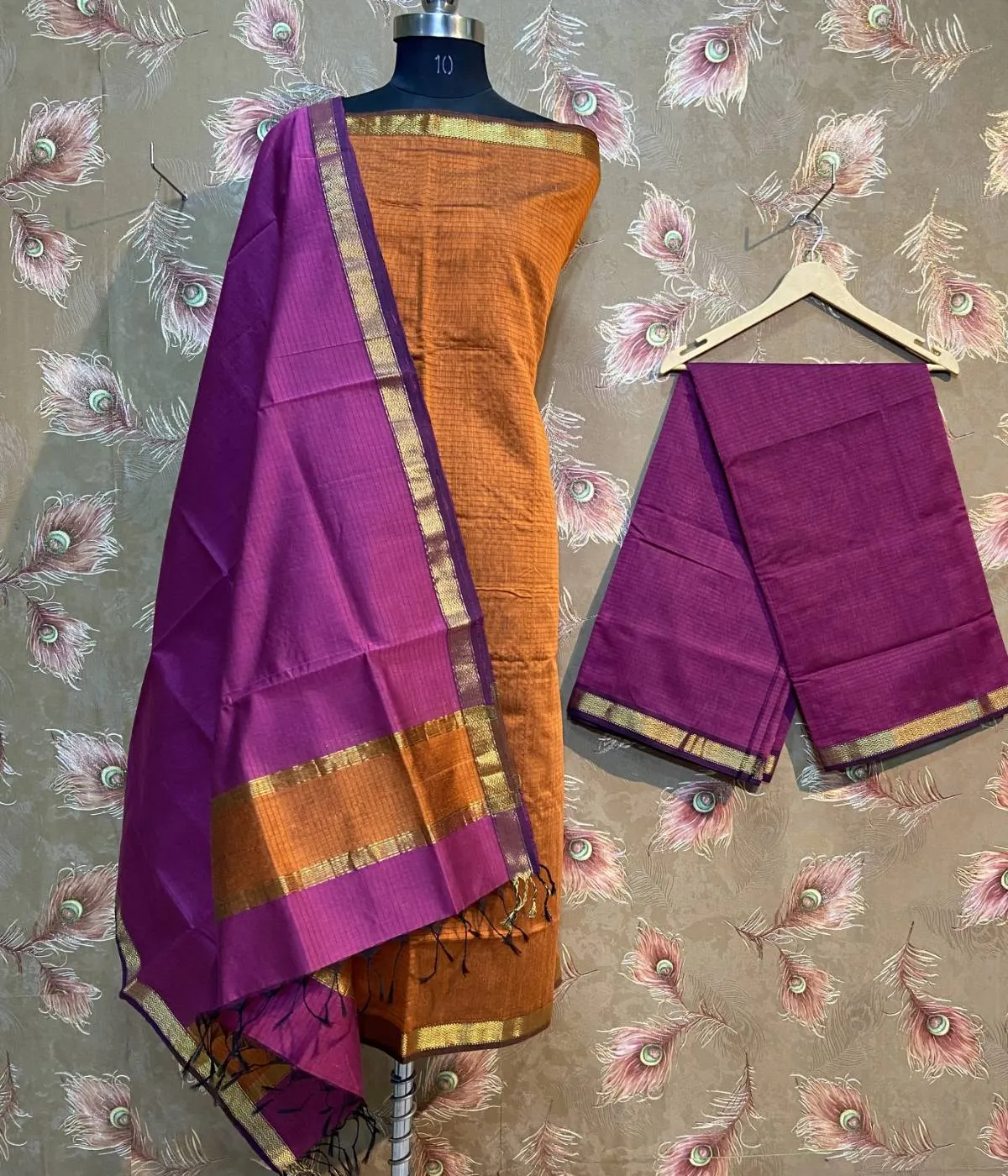 Orange and Purple Maheshwari salwar suit