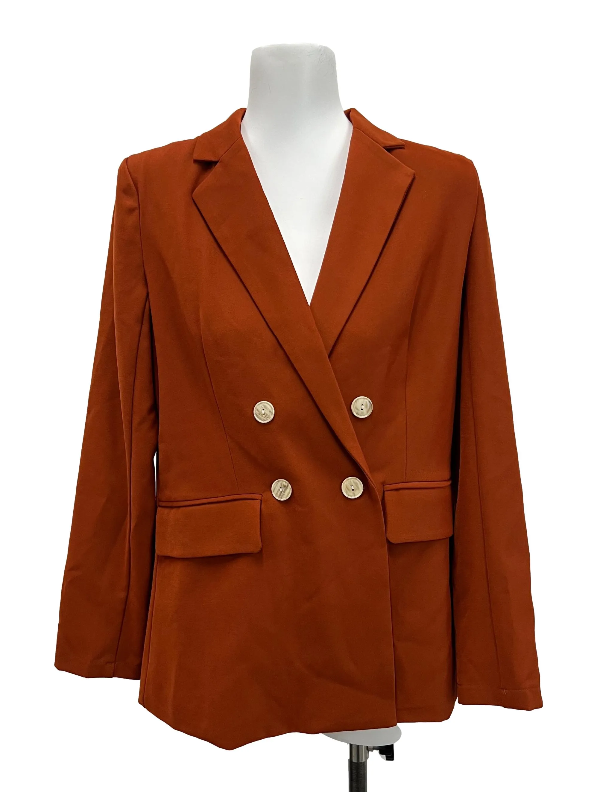 Orange Pocket Detail Blazer