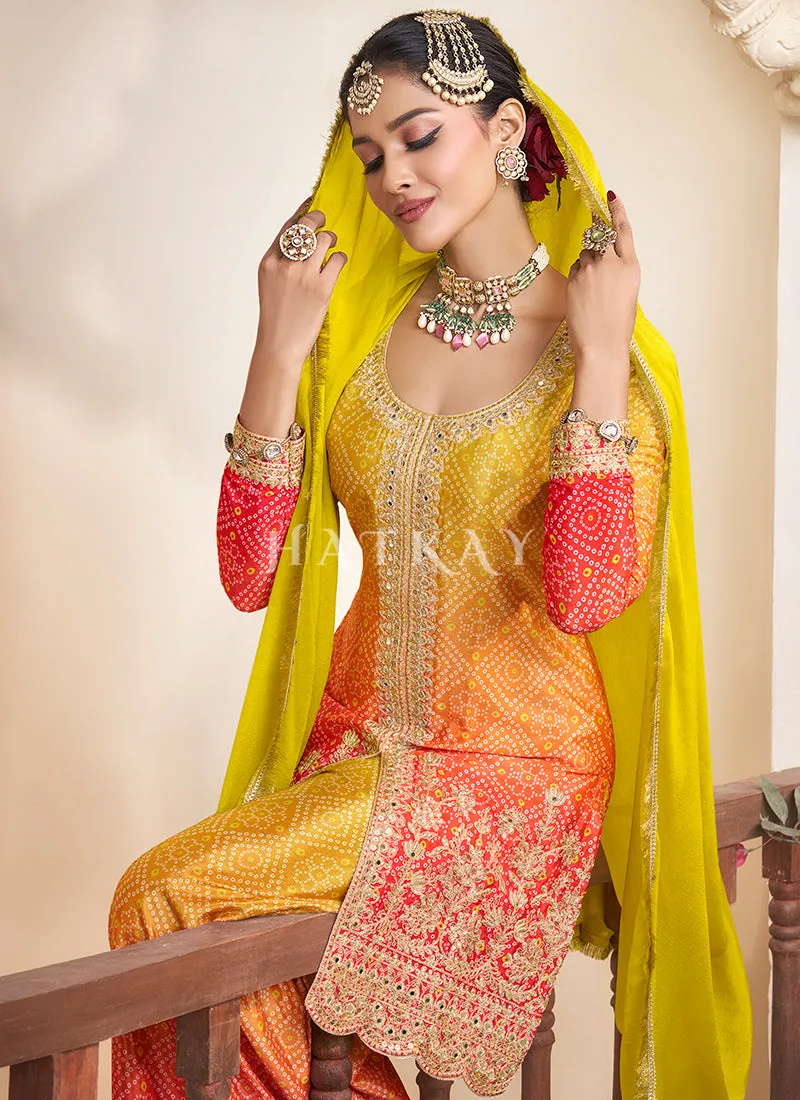 Orange Yellow Ombré Palazzo Suit