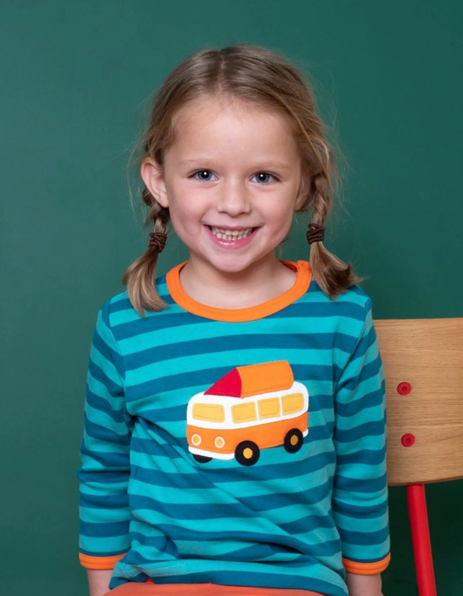 Organic Campervan Applique Long-Sleeved T-Shirt