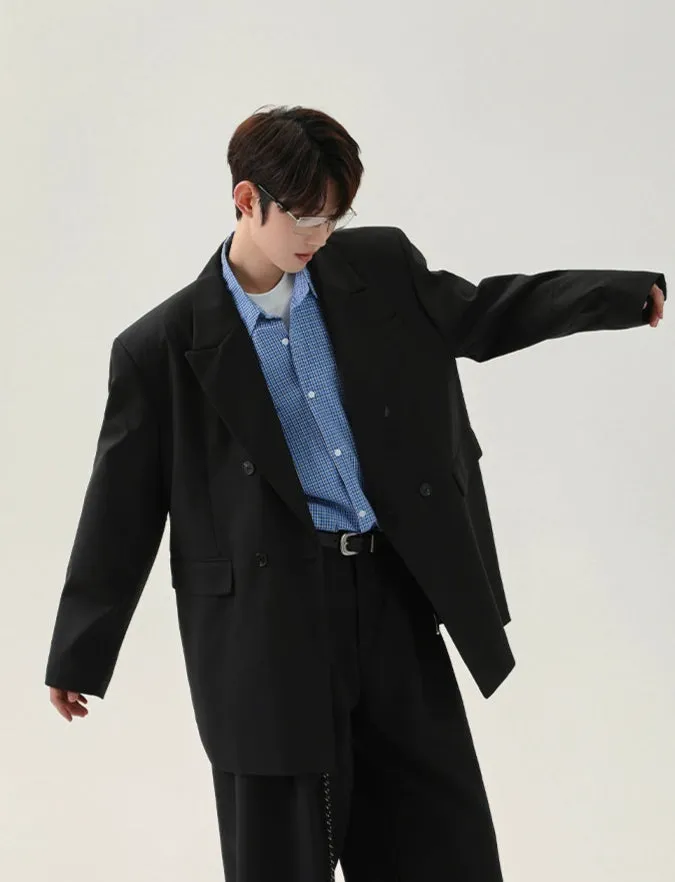 Padded Shoulder Loose Suit Set