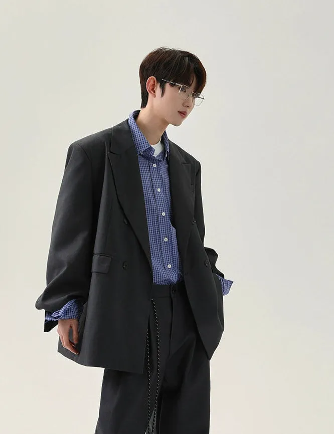 Padded Shoulder Loose Suit Set