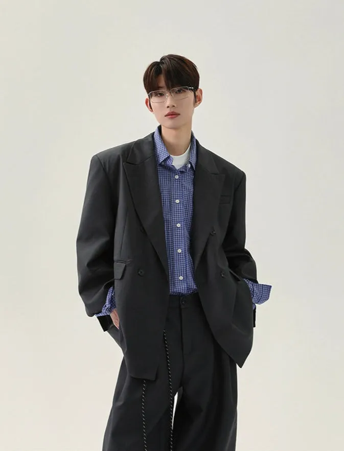 Padded Shoulder Loose Suit Set