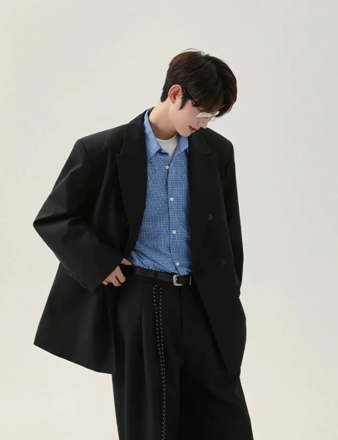 Padded Shoulder Loose Suit Set