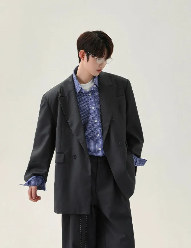 Padded Shoulder Loose Suit Set