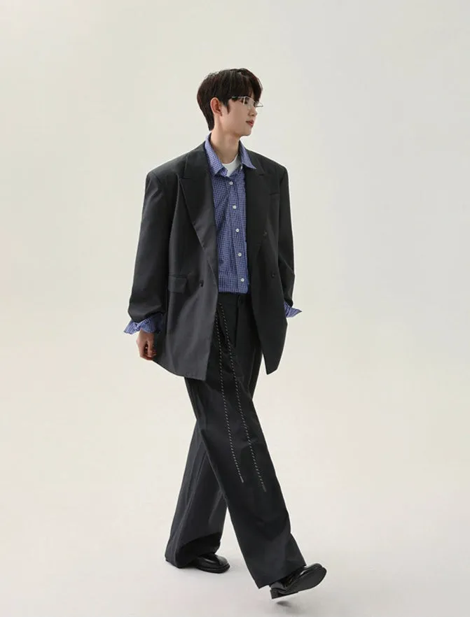 Padded Shoulder Loose Suit Set