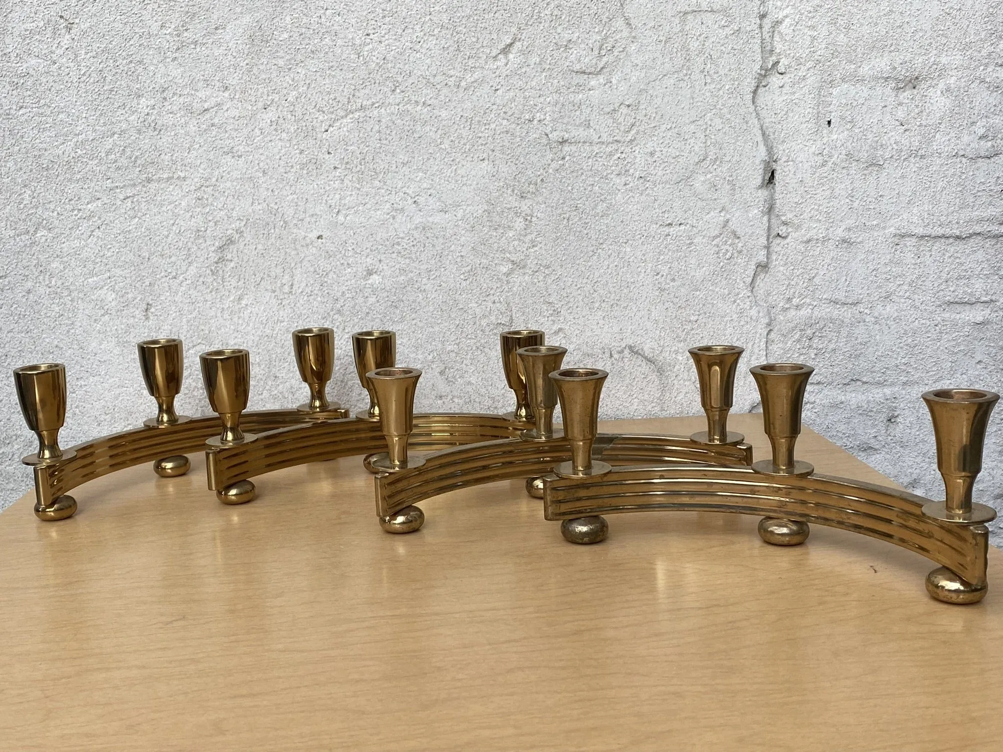 Pair Brass Deco Candlelabra Candle Stick Holders by Dirilyte #2
