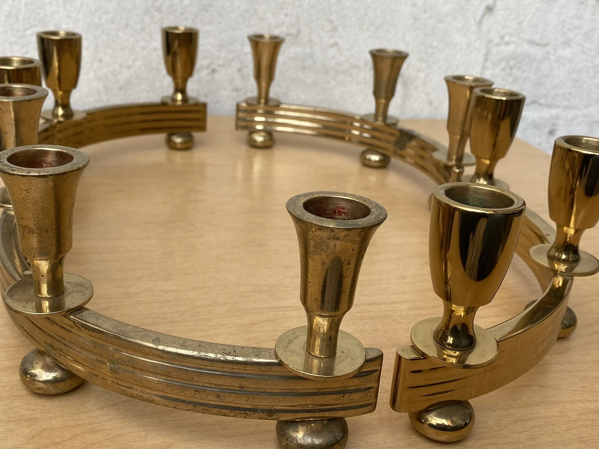 Pair Brass Deco Candlelabra Candle Stick Holders by Dirilyte #2