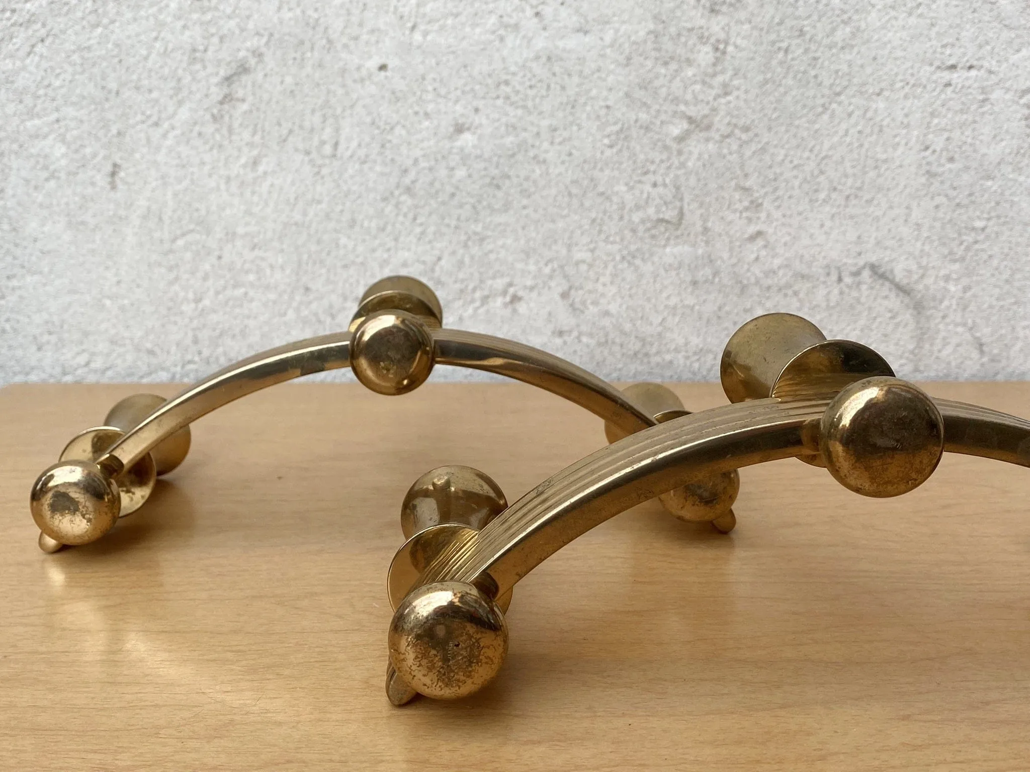 Pair Brass Deco Candlelabra Candle Stick Holders by Dirilyte #2