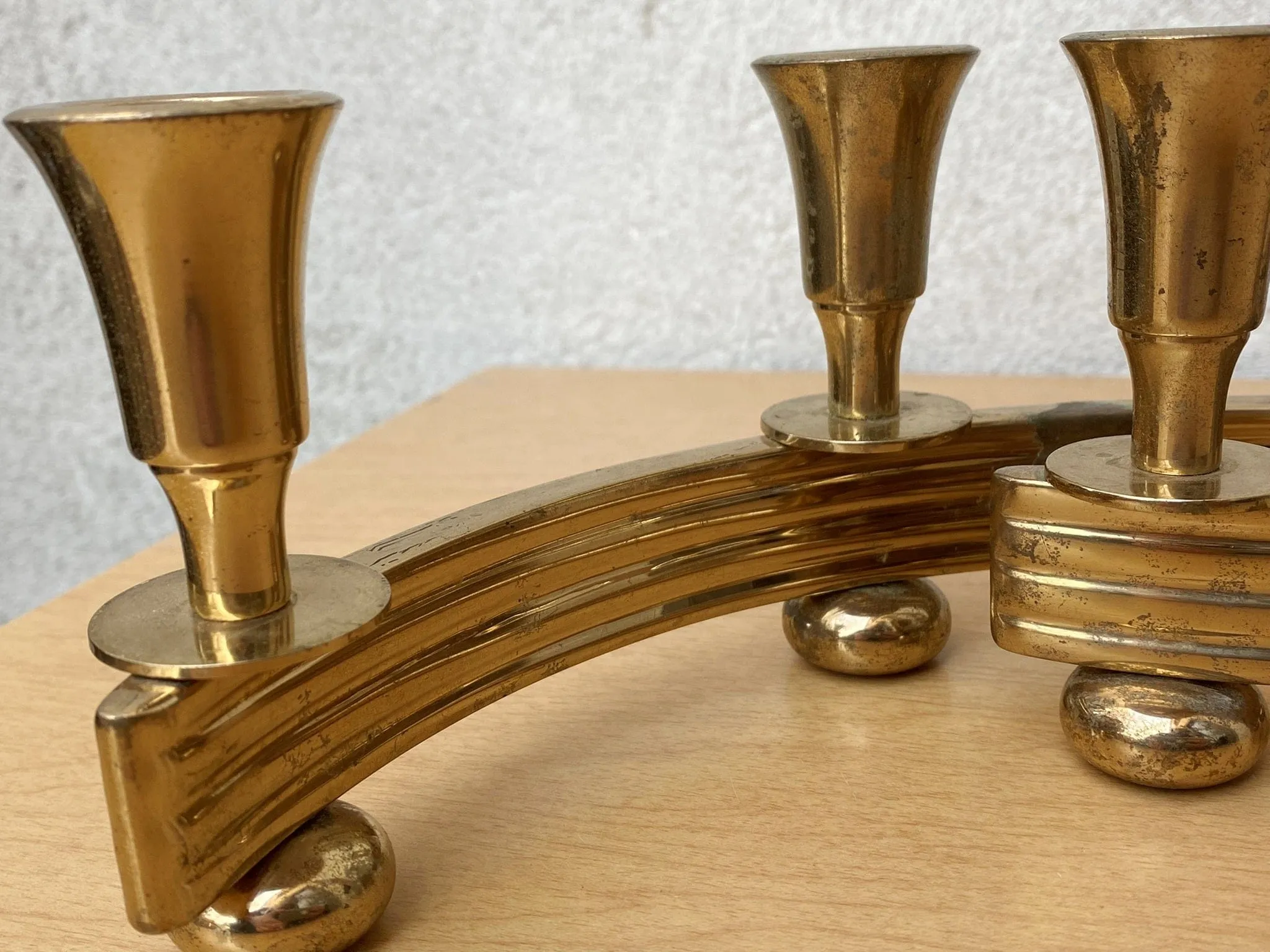 Pair Brass Deco Candlelabra Candle Stick Holders by Dirilyte #2