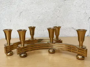 Pair Brass Deco Candlelabra Candle Stick Holders by Dirilyte #2