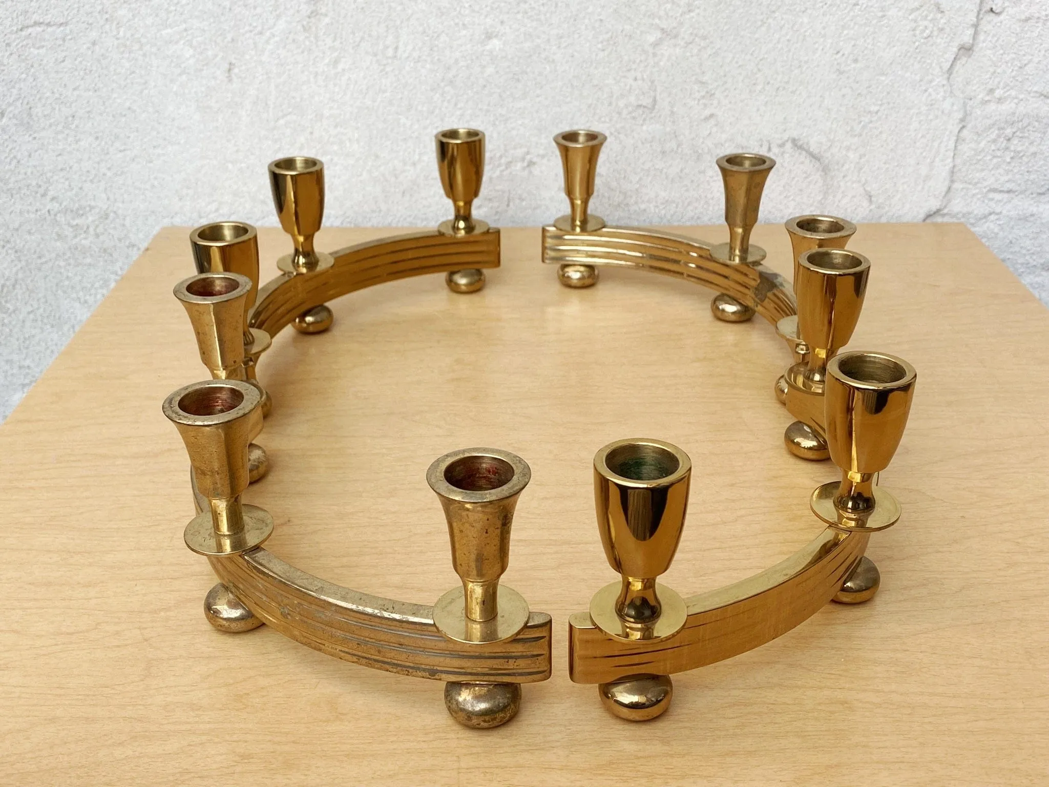 Pair Brass Deco Candlelabra Candle Stick Holders by Dirilyte #2