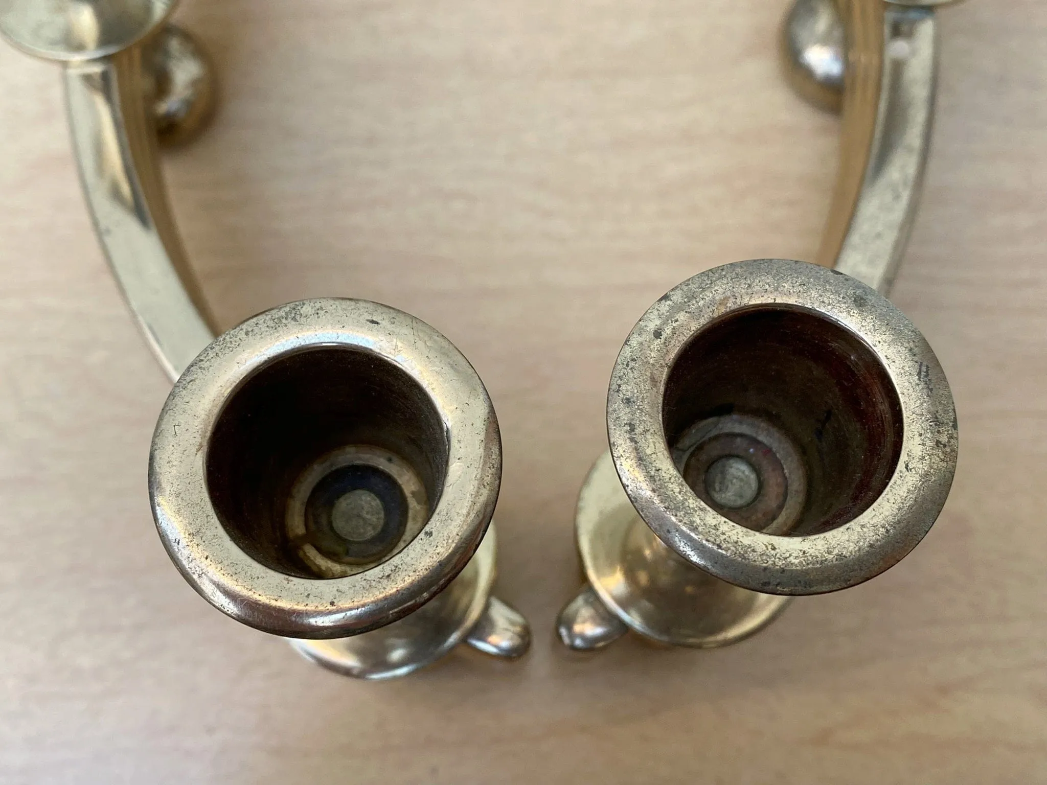 Pair Brass Deco Candlelabra Candle Stick Holders by Dirilyte #2