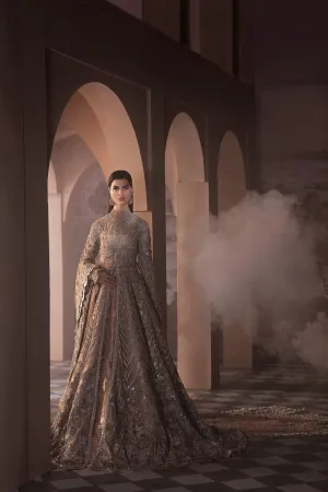 Pakistani Bridal Maxi for Walima in White Net #BN912