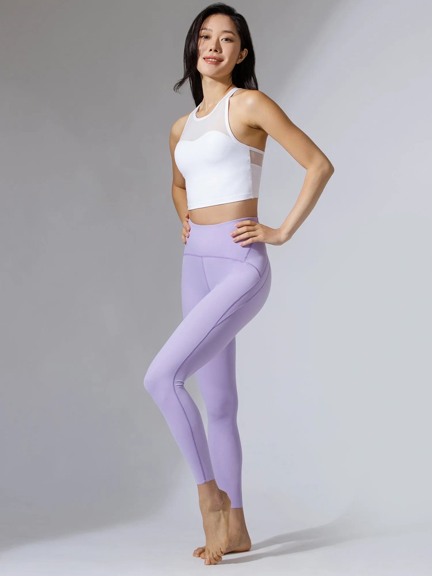 PANELLED WAISTLINE NUDE PANTS, AMETHYST