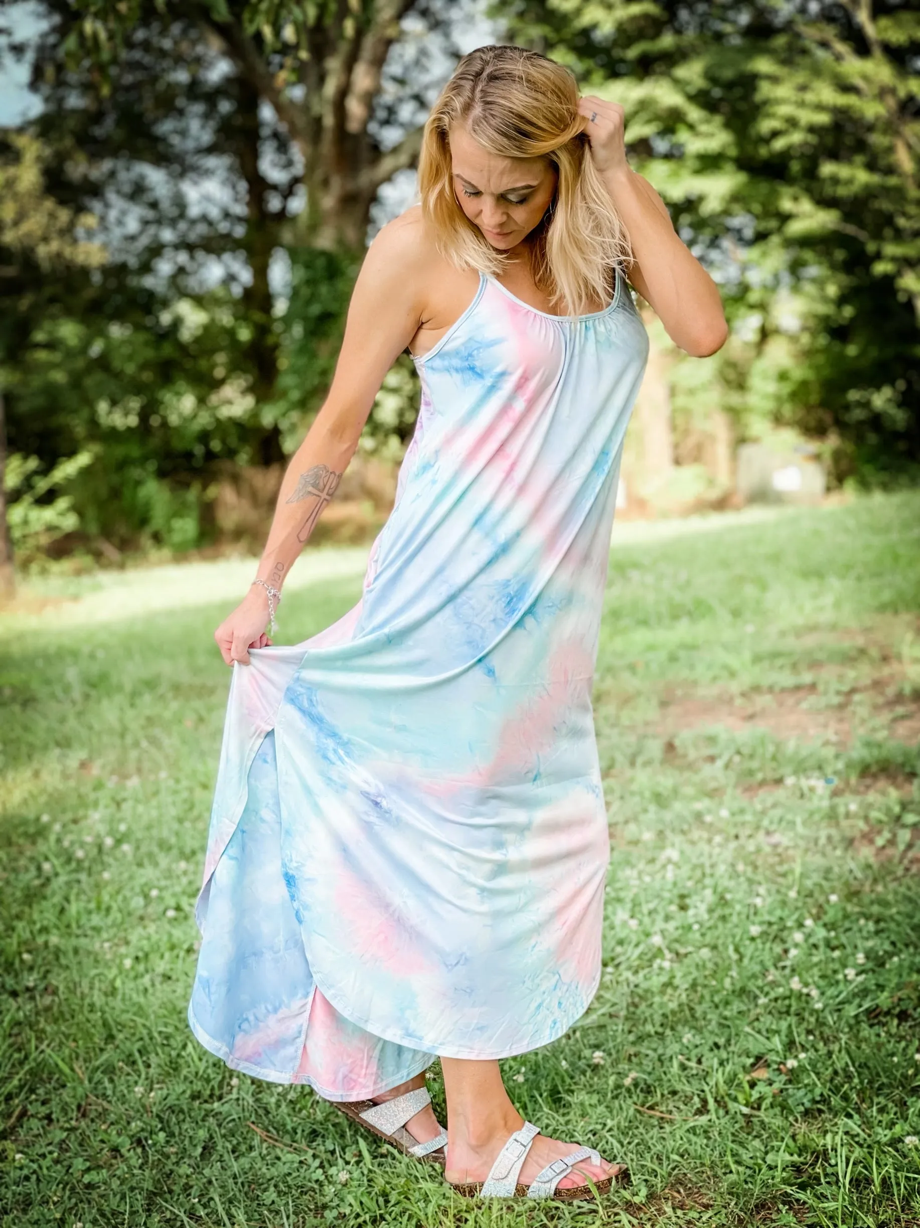 Pastel tie dye dress
