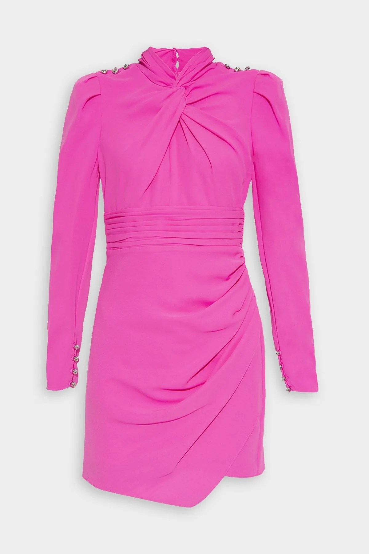 Pink Stretch Crepe Twisted Collar Mini Dress