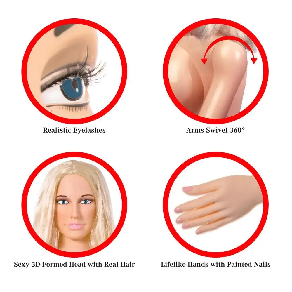 Pipedream Life-size Inflatable Blow-up Sex Love Doll with 3 Holes