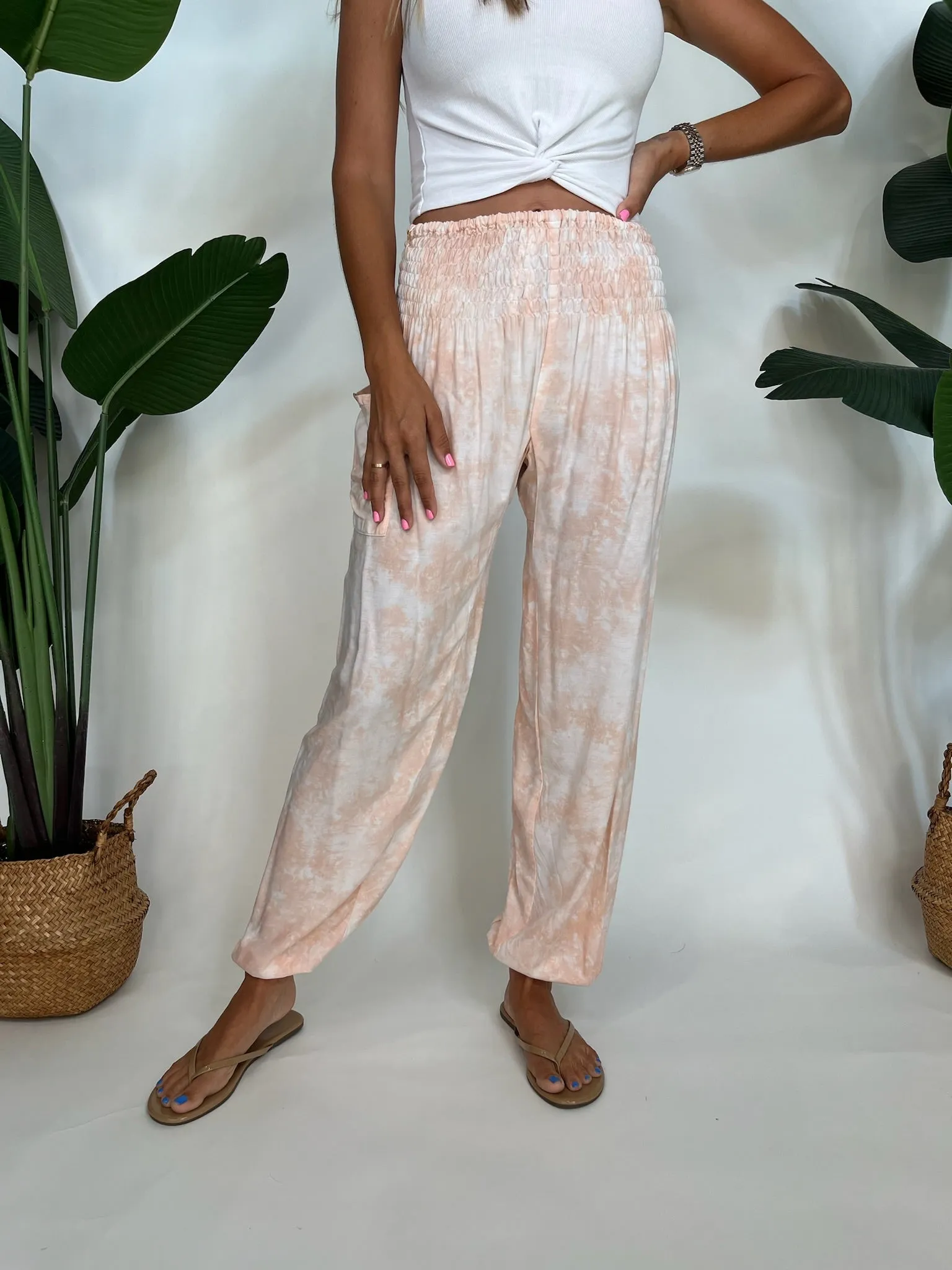 PiYoga Scrunch Bottom Pant Peach Sherbert