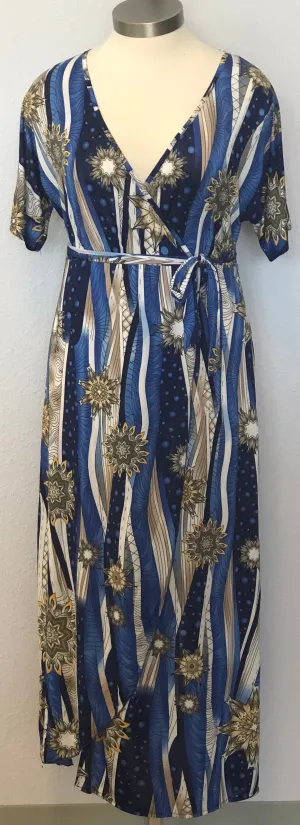 PLUS V-NECK PRINT MAXI DRESS