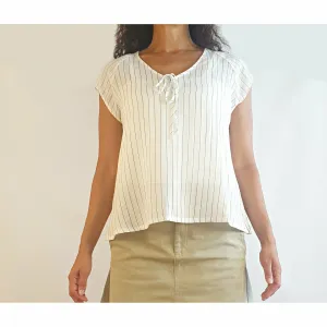 POL white virtical pin striped top size 12