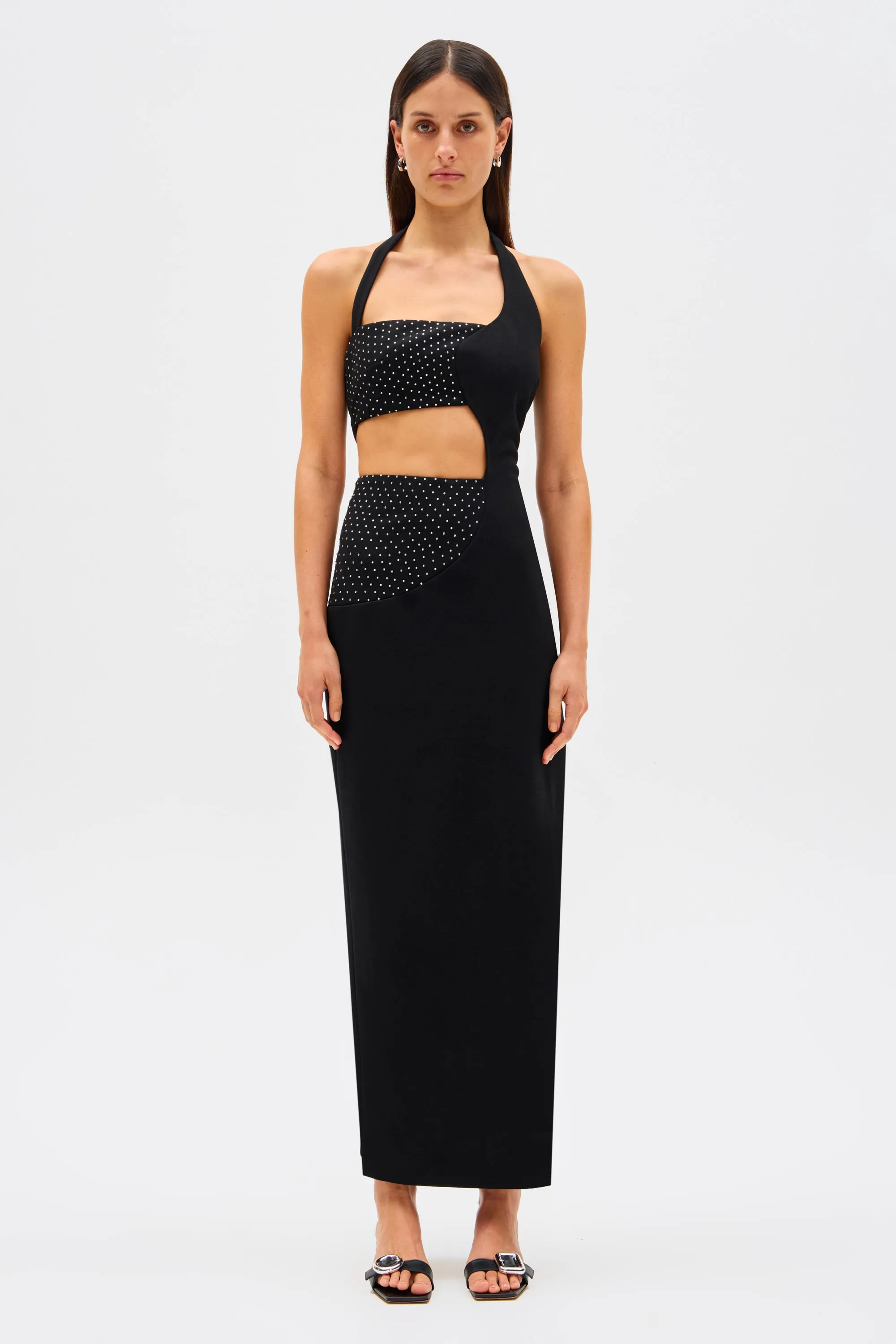 POLINA CREPE & DIAMANTÉ MAXI DRESS