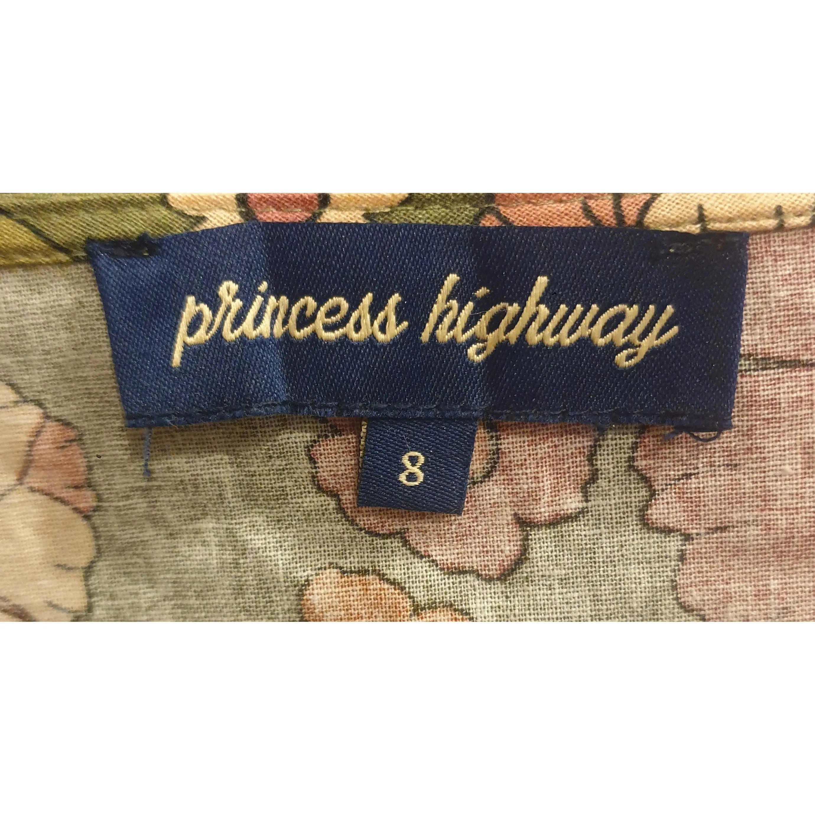 Princess Highway green floral long sleeve cropped shirt size 8