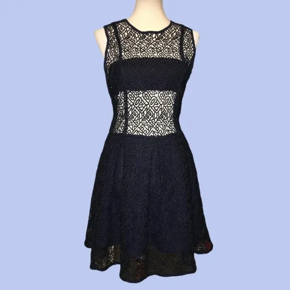 Prose &amp; Poetry Star Geo-Navy Mini Dress - Lg - NWT