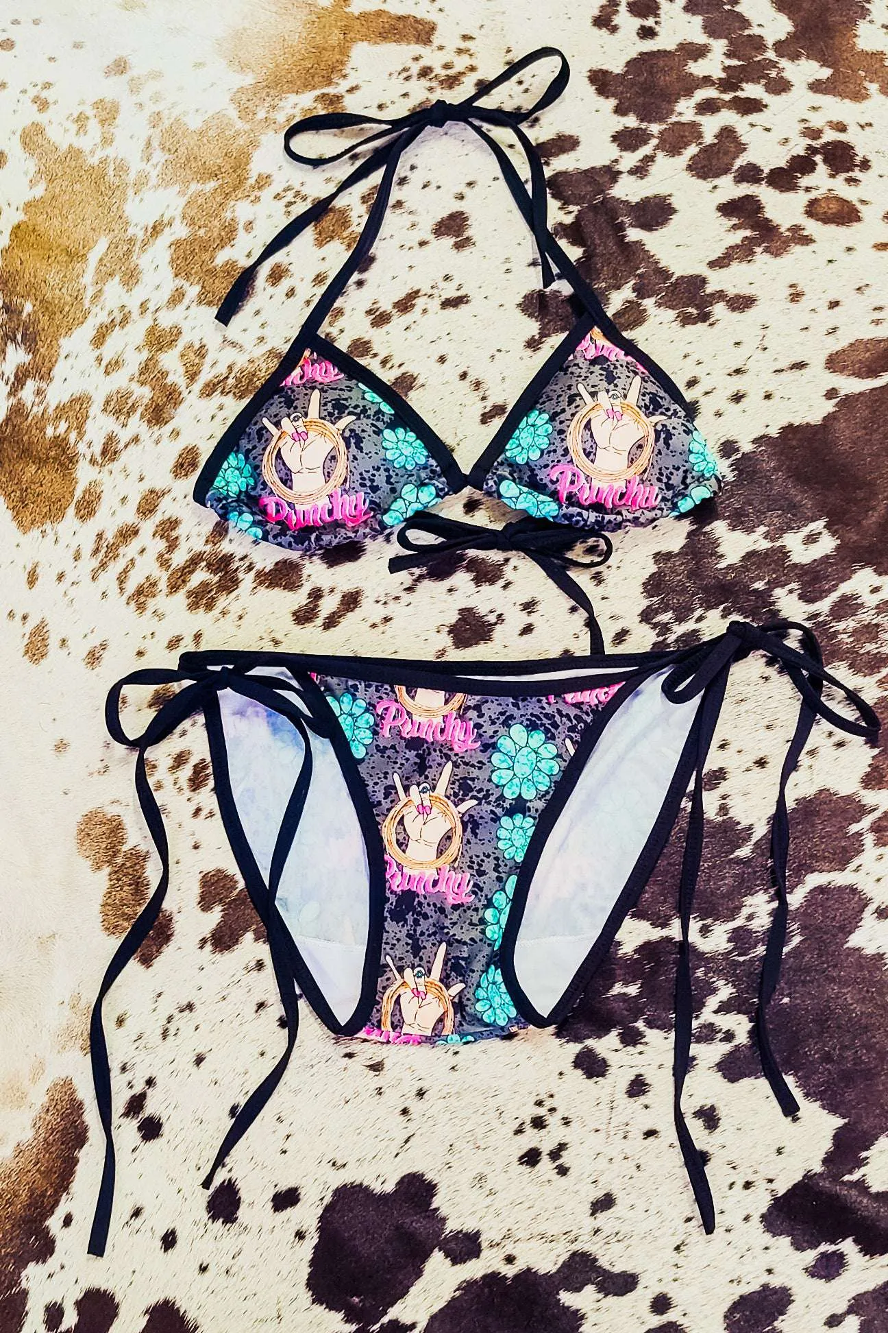 Punchy Cowgirl Tie Bikini