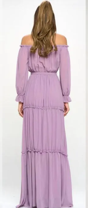 Purple Off Shoulder Maxi Dress