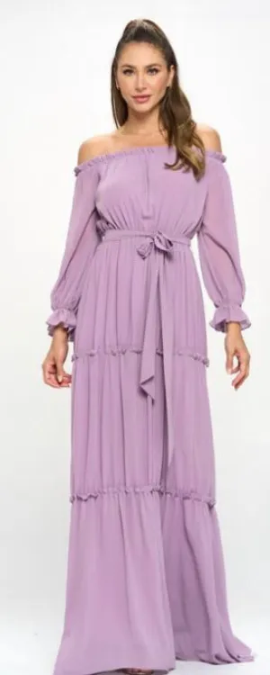 Purple Off Shoulder Maxi Dress