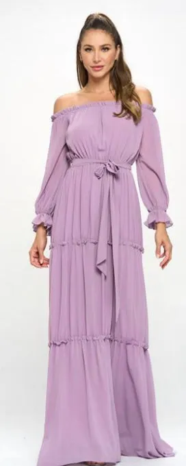 Purple Off Shoulder Maxi Dress