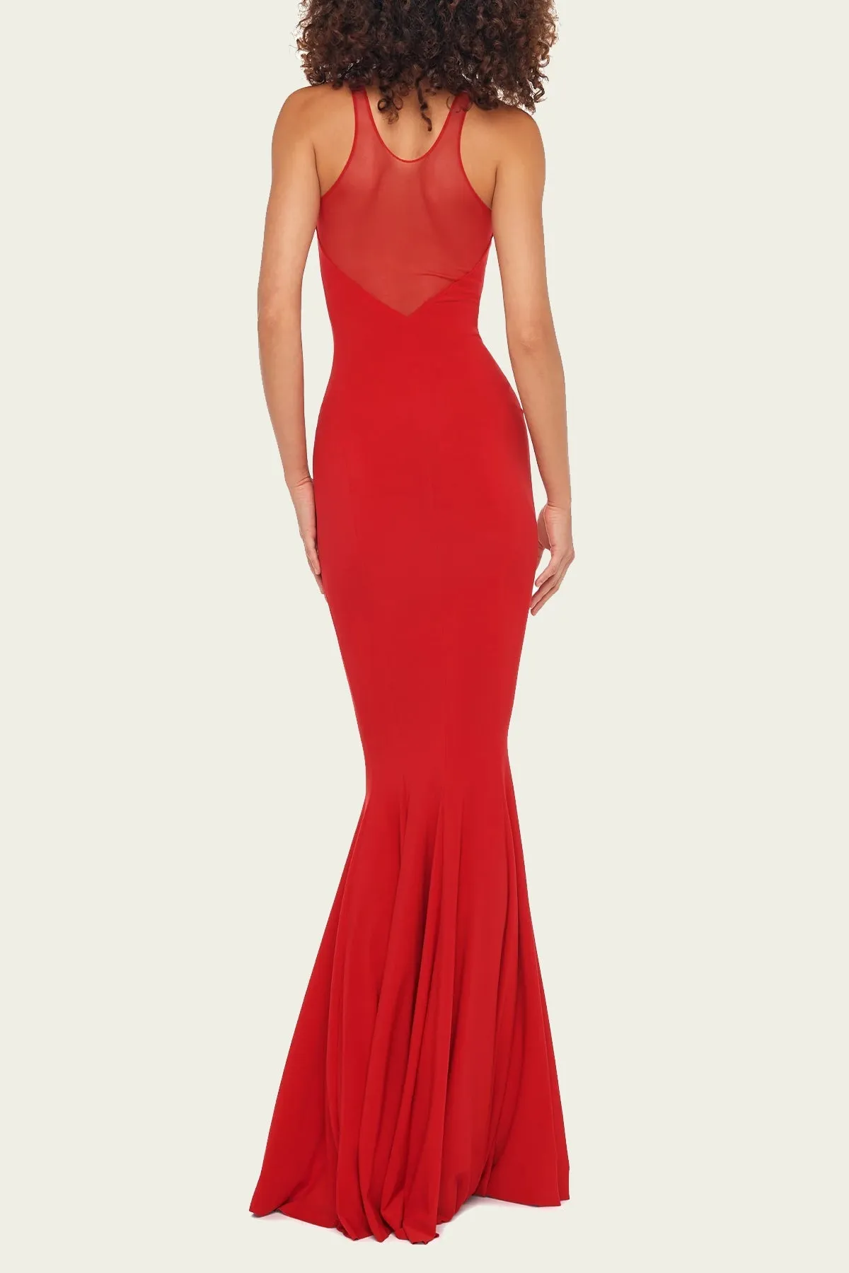 Racer Fishtail Gown in Tiger Red