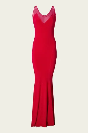 Racer Fishtail Gown in Tiger Red