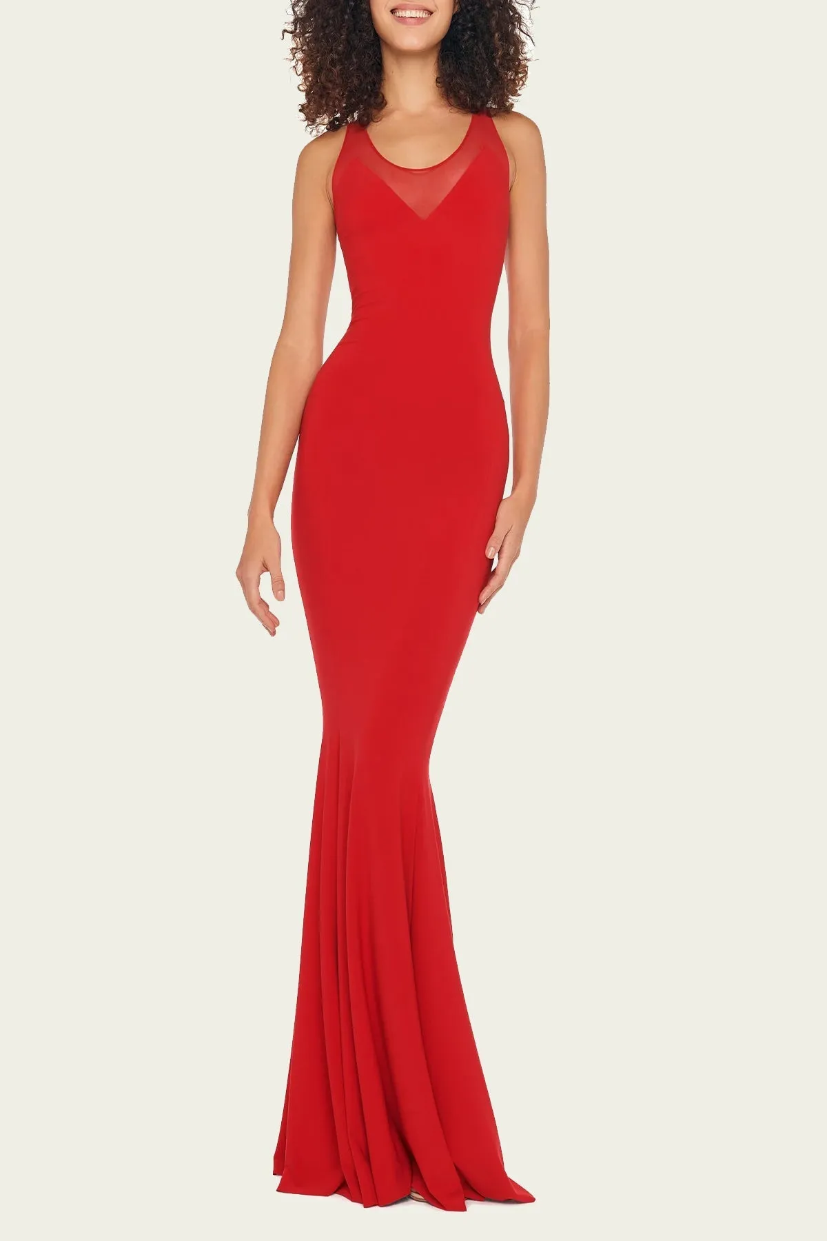 Racer Fishtail Gown in Tiger Red