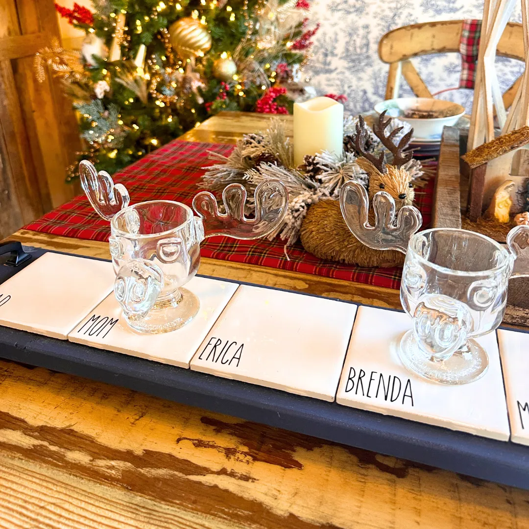 Reclaimed Wood Kitchen Cup Coaster Tray